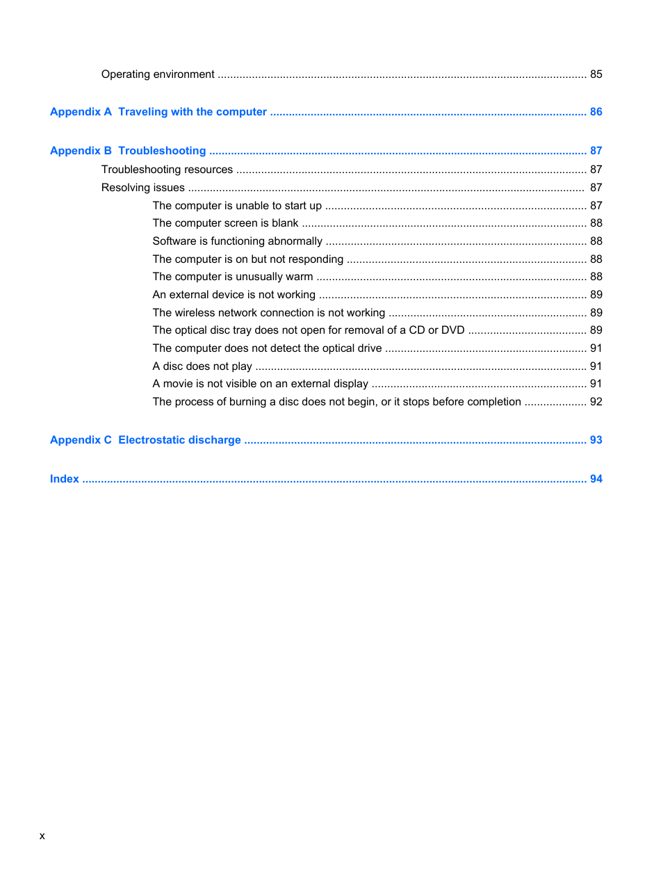 HP EliteBook 2570p Notebook PC User Manual | Page 10 / 107
