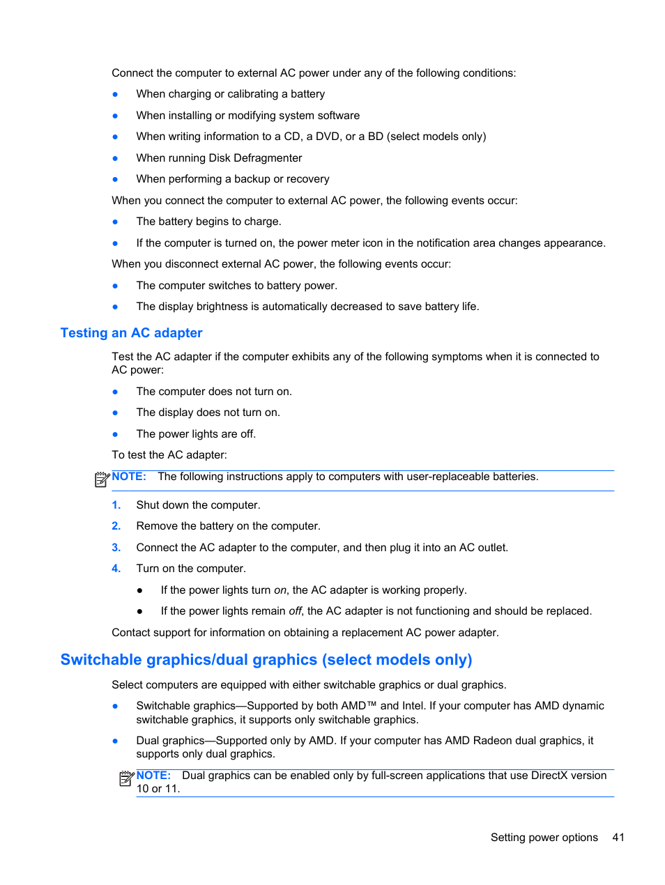 Testing an ac adapter | HP EliteBook 2570p Notebook PC User Manual | Page 51 / 107