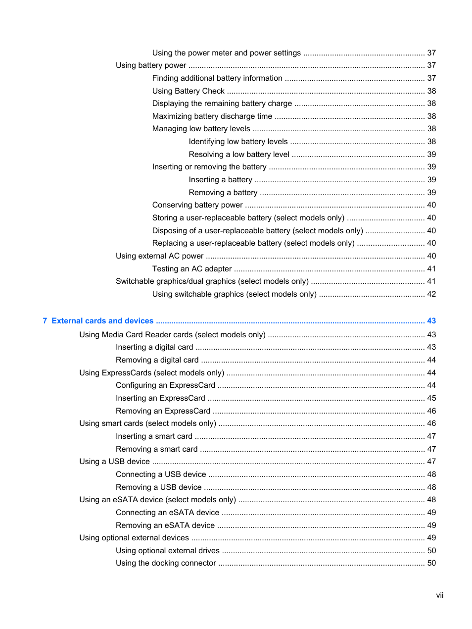 HP EliteBook 2570p Notebook PC User Manual | Page 7 / 107