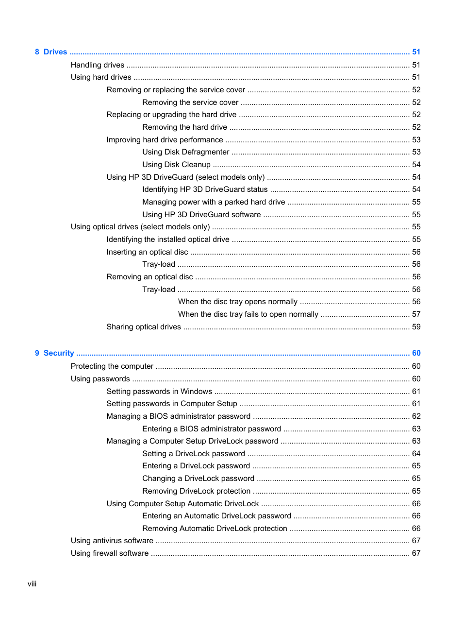 HP EliteBook 2570p Notebook PC User Manual | Page 8 / 107