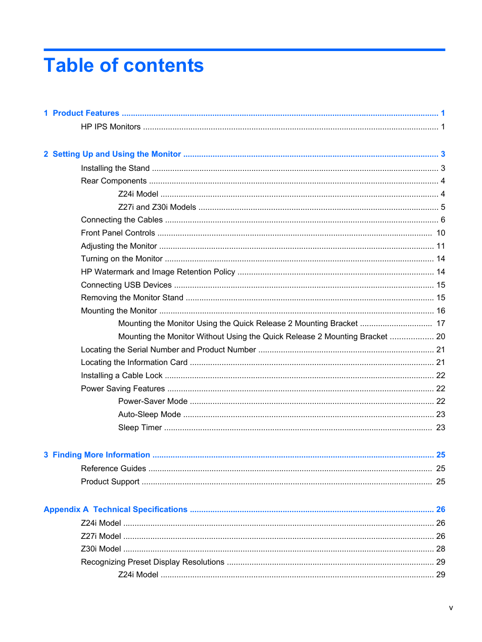 HP Z Display Z27i 27-inch IPS LED Backlit Monitor User Manual | Page 5 / 38