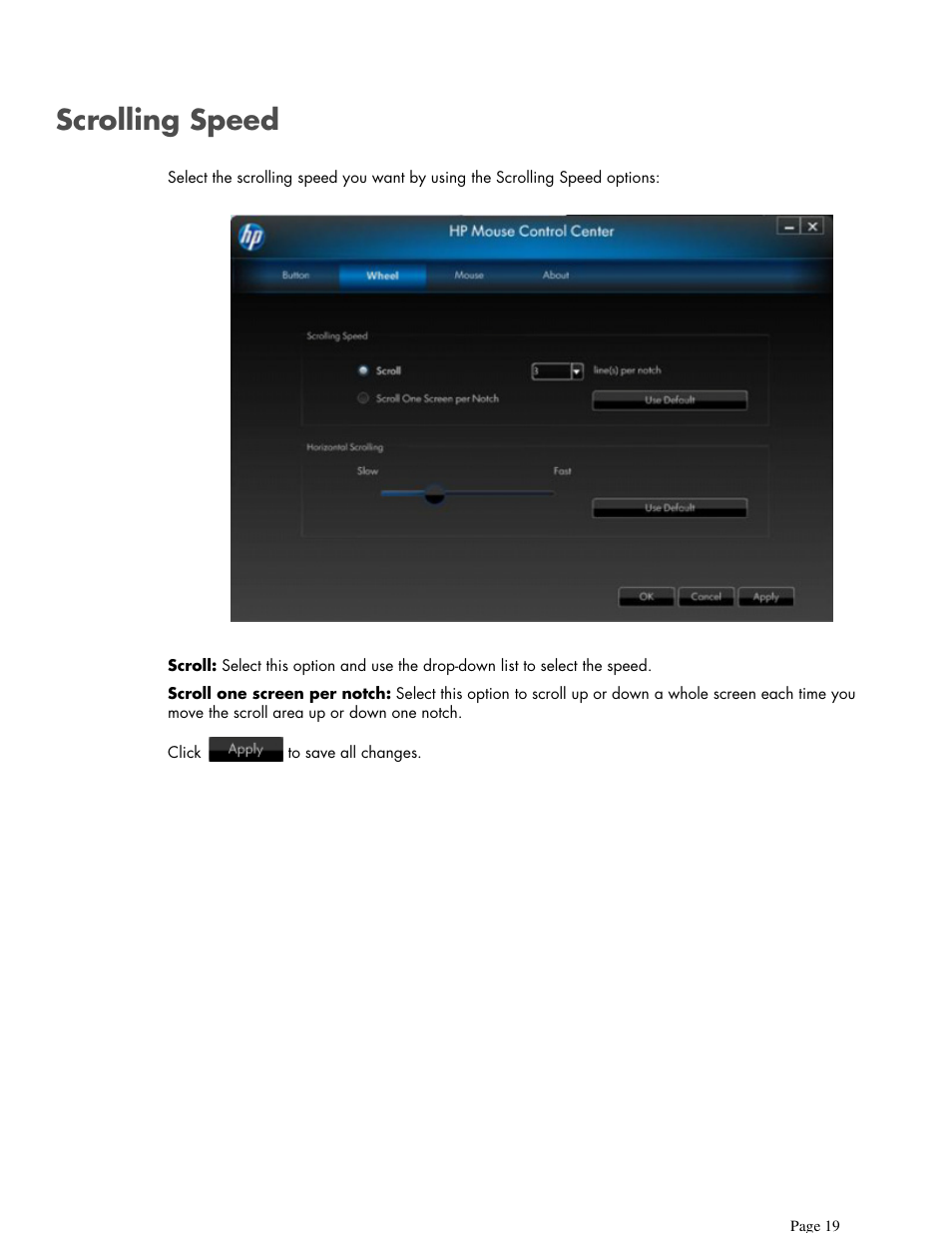 Scrolling speed | HP X7000 Wi-Fi Touch Mouse User Manual | Page 19 / 32