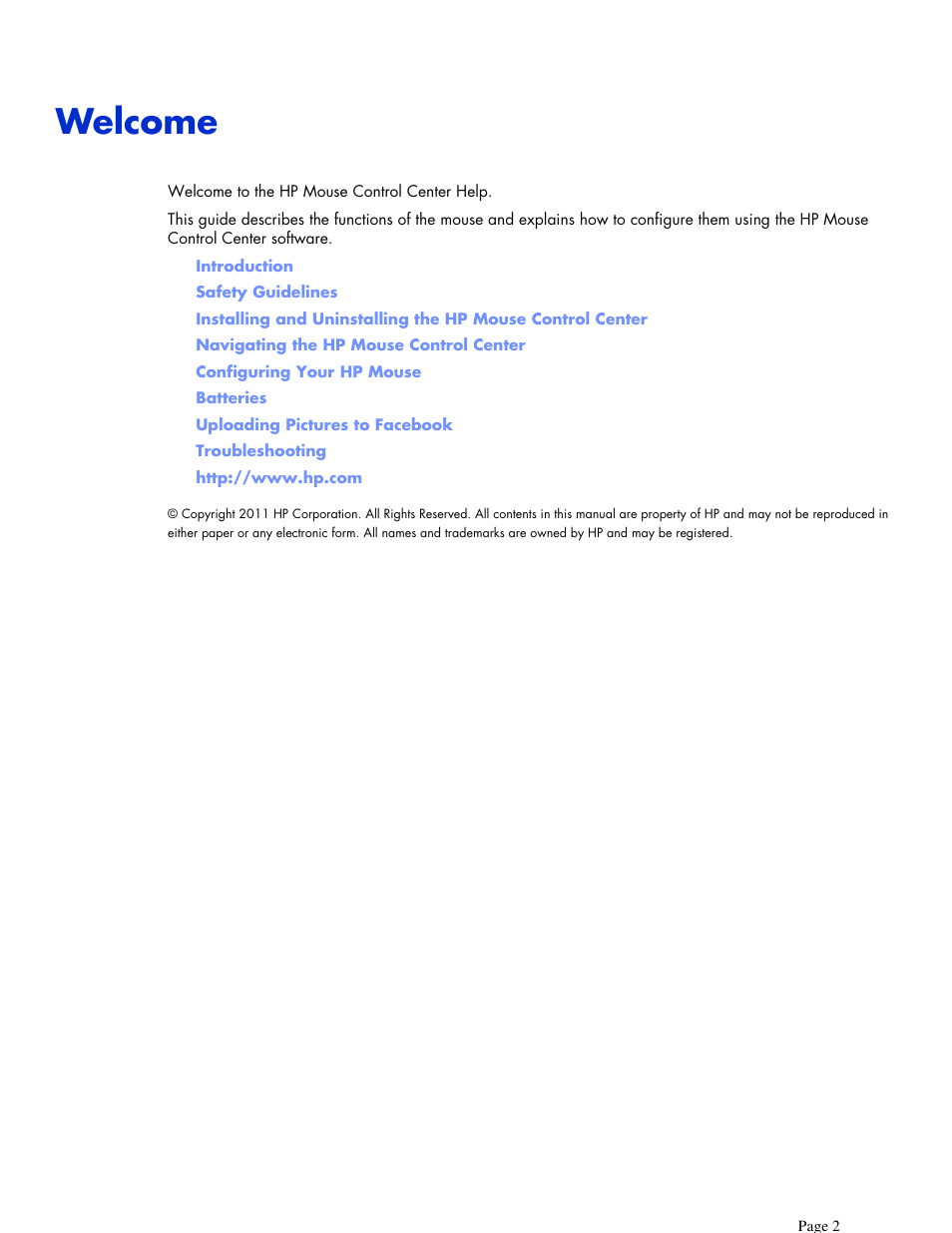 Welcome | HP X7000 Wi-Fi Touch Mouse User Manual | Page 2 / 32