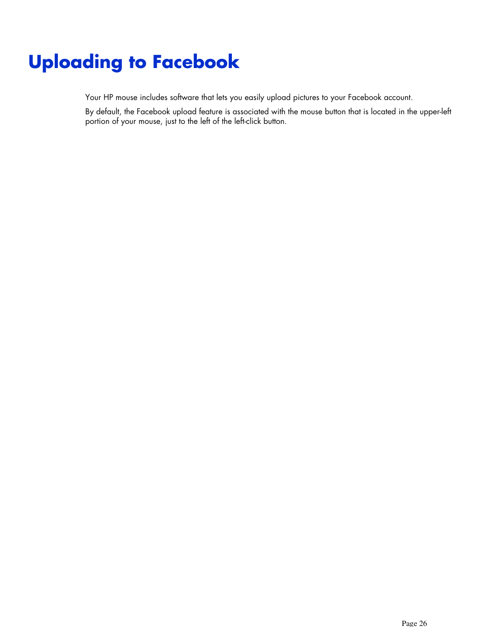 Uploading to facebook | HP X7000 Wi-Fi Touch Mouse User Manual | Page 26 / 32