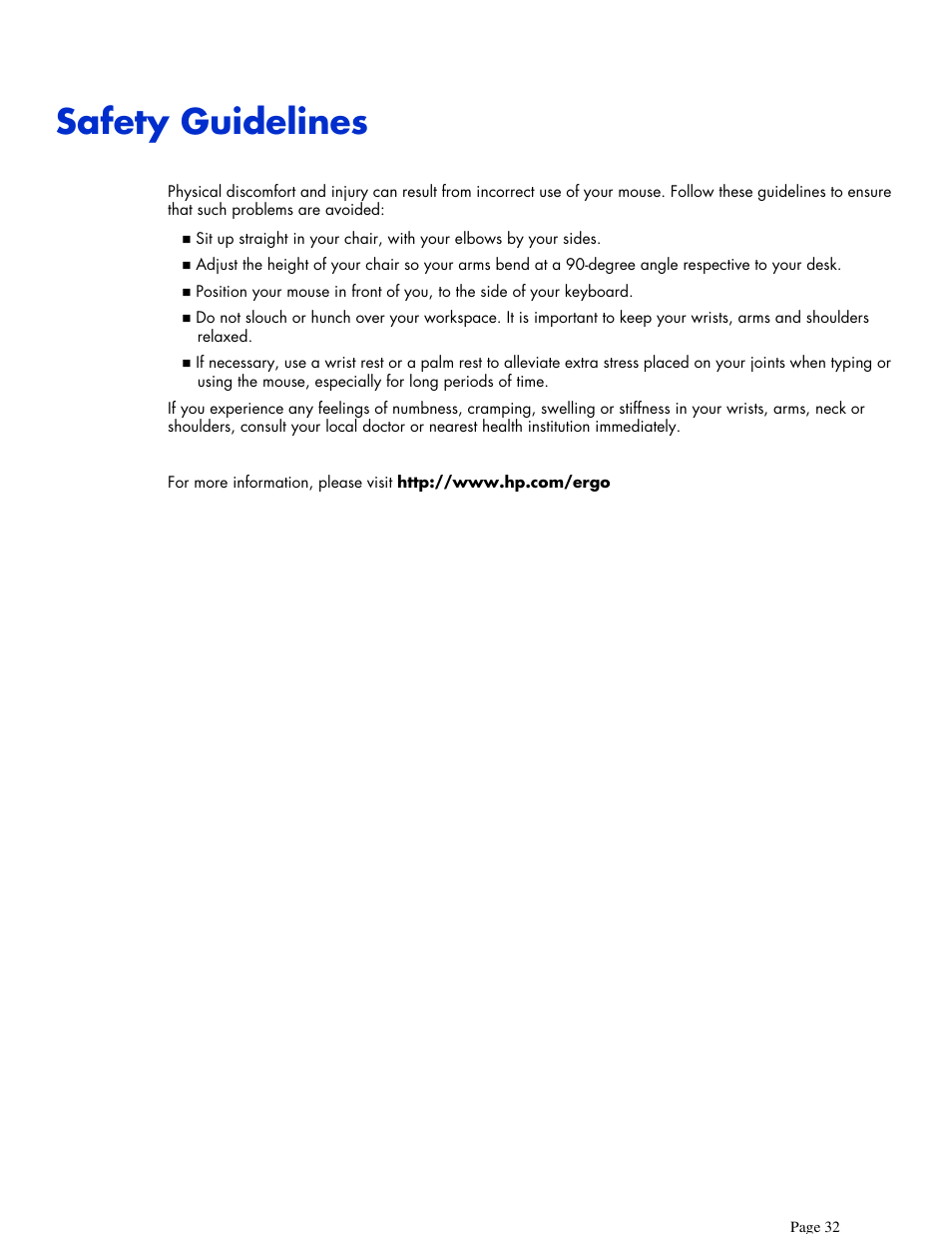 Safety guidelines | HP X7000 Wi-Fi Touch Mouse User Manual | Page 32 / 32