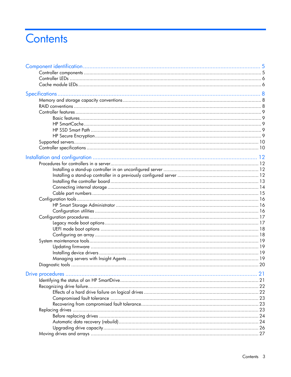 HP Smart Array P830 Controller User Manual | Page 3 / 45