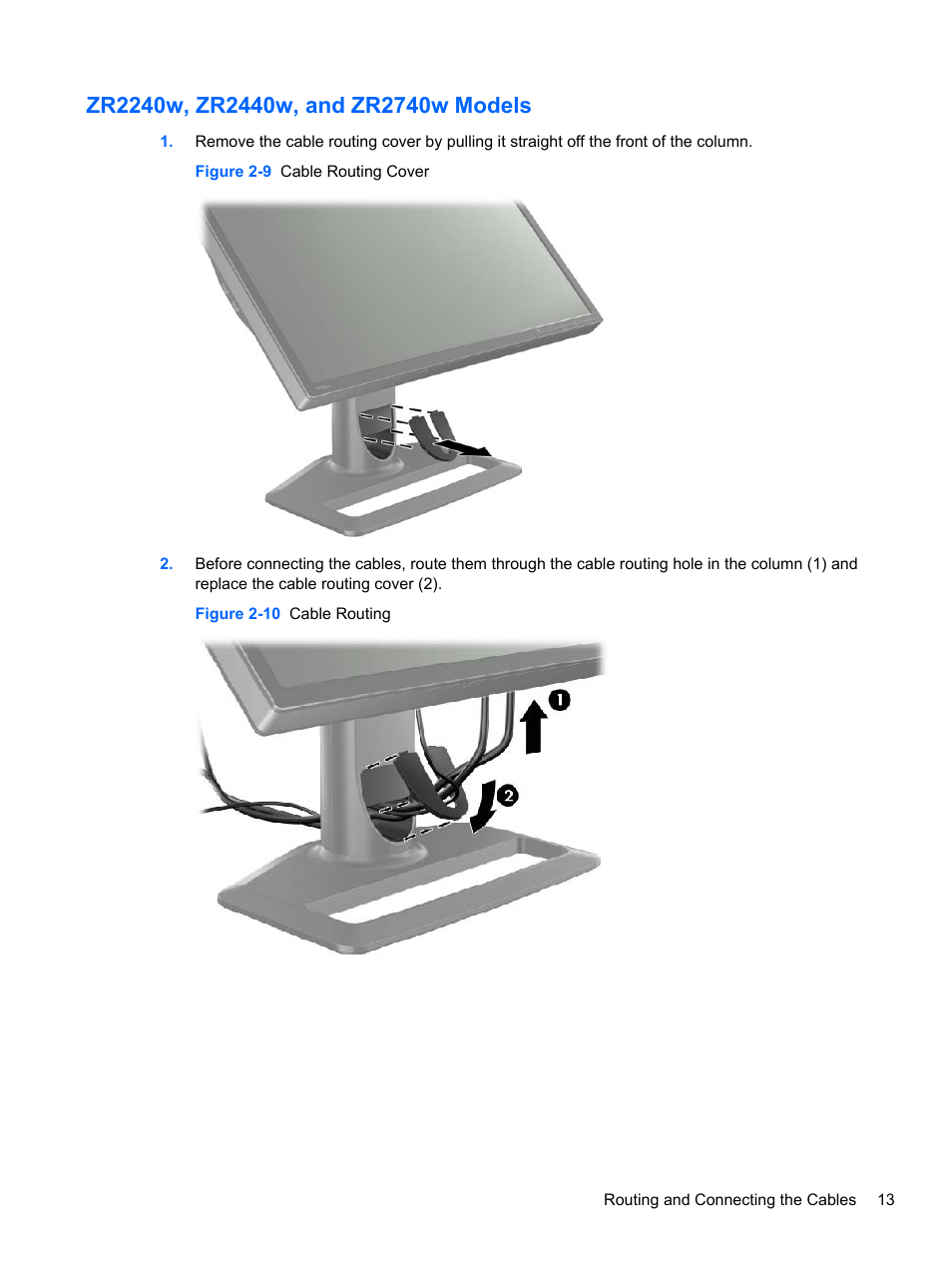 Zr2240w, zr2440w, and zr2740w models | HP ZR2740w 27-inch LED Backlit IPS Monitor User Manual | Page 19 / 42