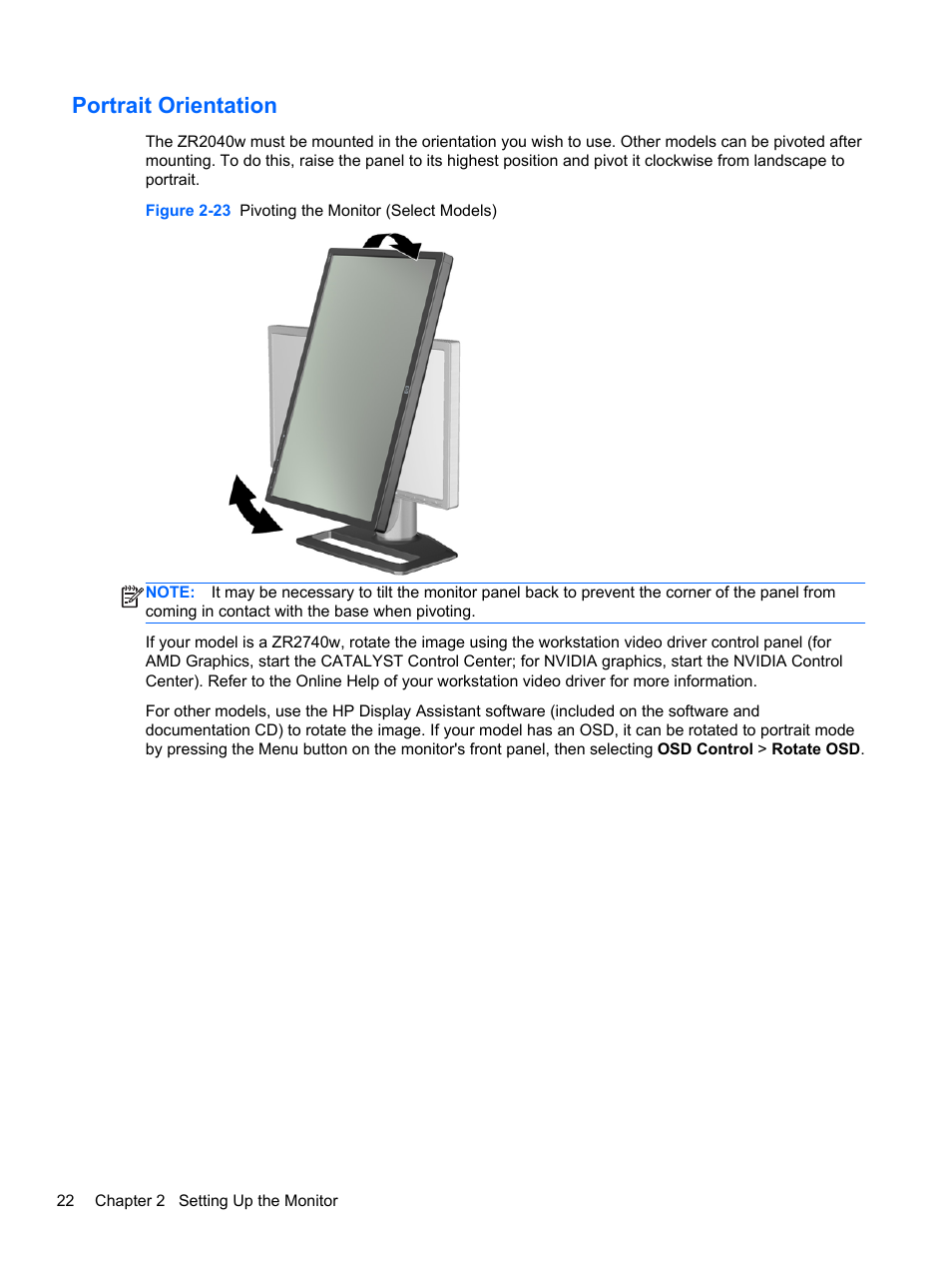 Portrait orientation | HP ZR2740w 27-inch LED Backlit IPS Monitor User Manual | Page 28 / 42