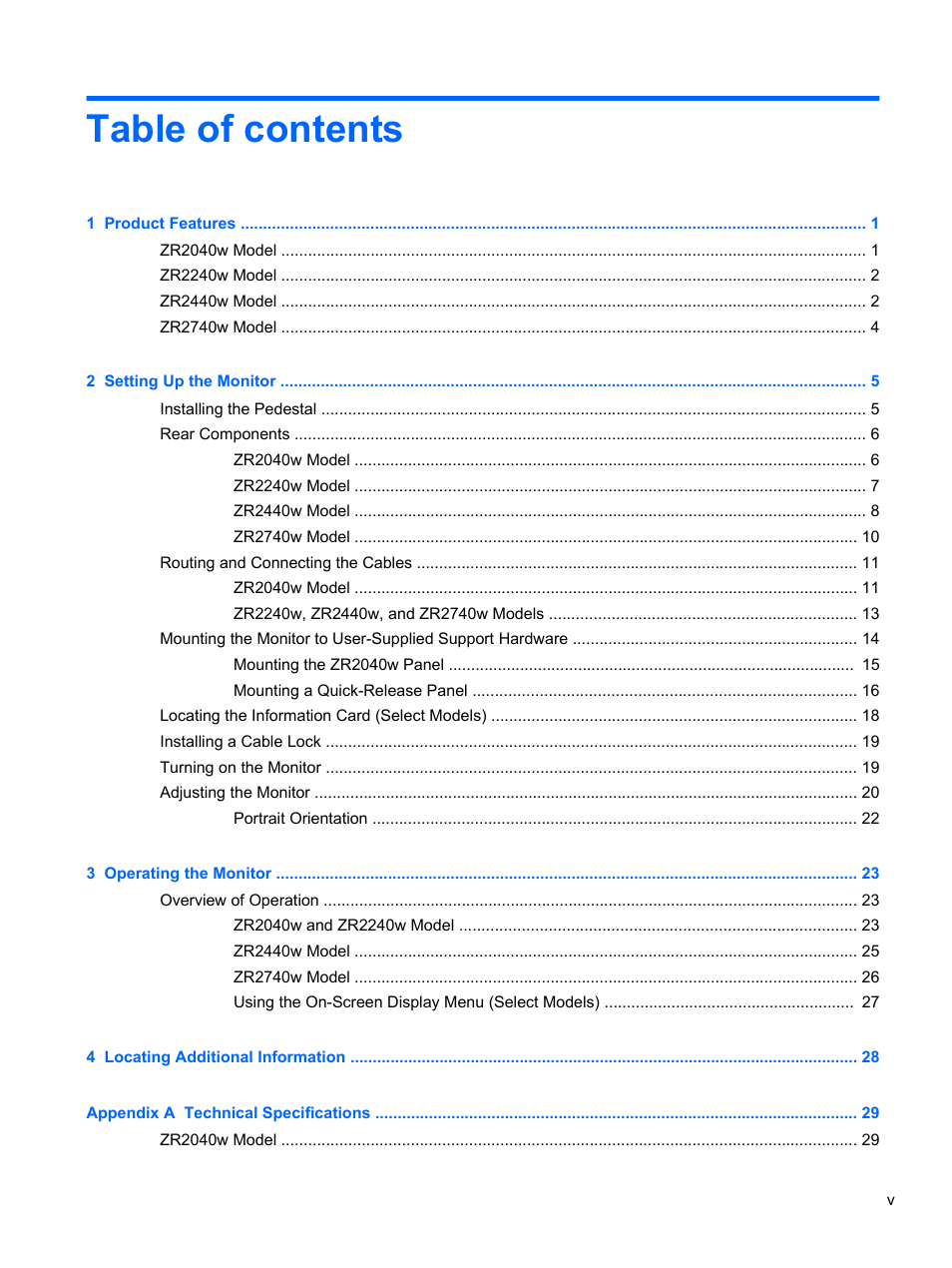 HP ZR2740w 27-inch LED Backlit IPS Monitor User Manual | Page 5 / 42