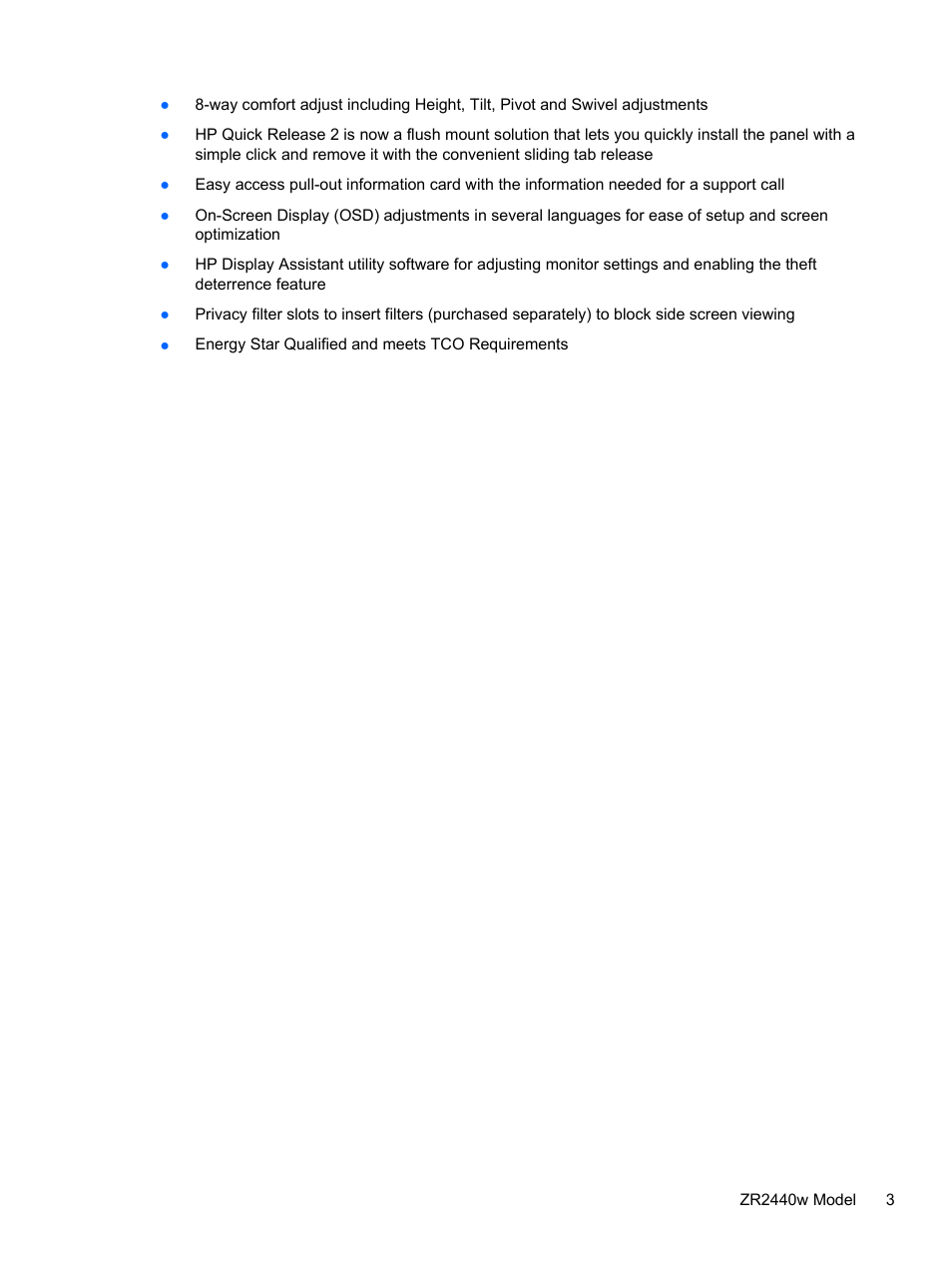 HP ZR2740w 27-inch LED Backlit IPS Monitor User Manual | Page 9 / 42