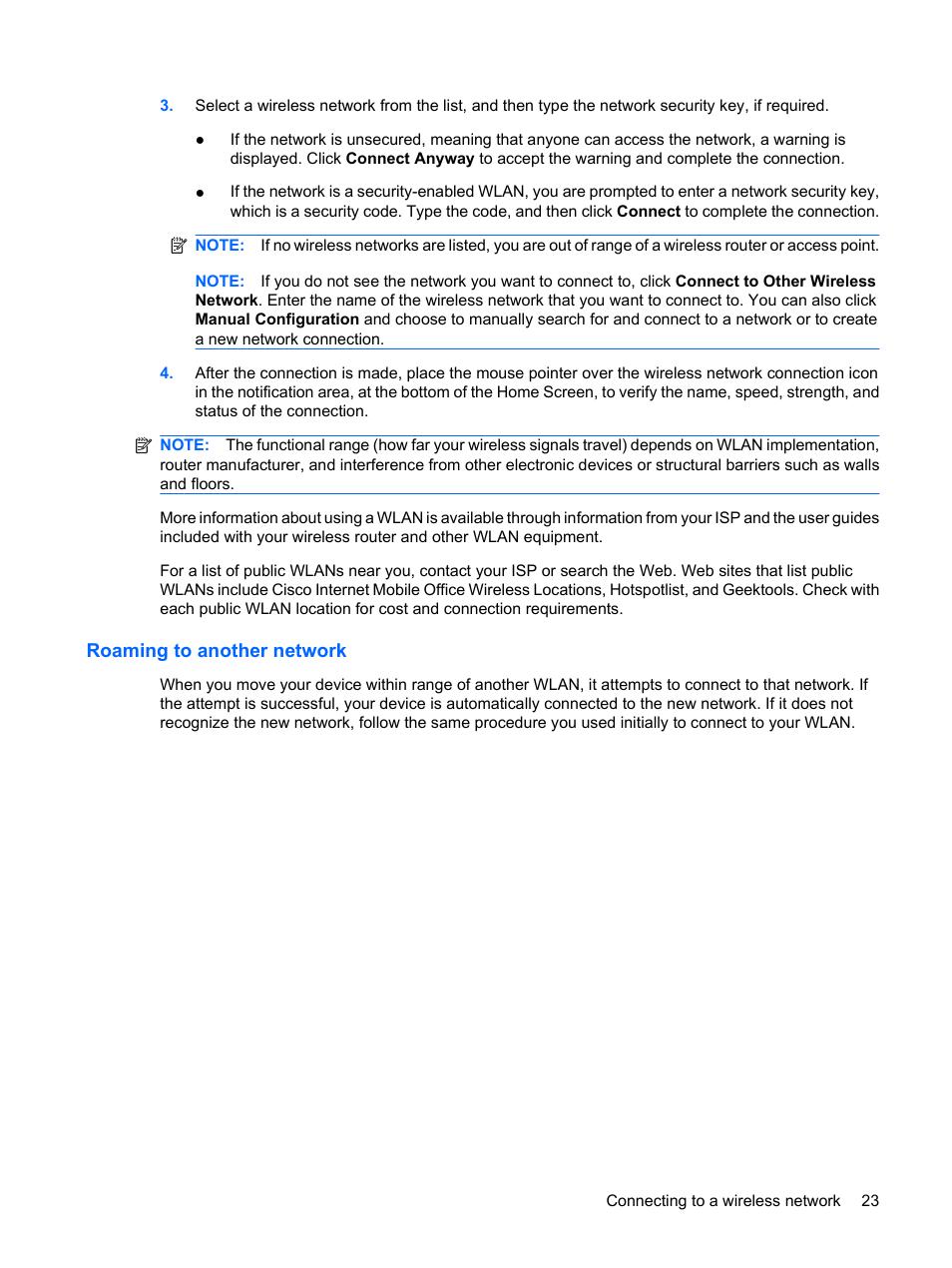 Roaming to another network | HP Mini 1132TU PC User Manual | Page 33 / 99
