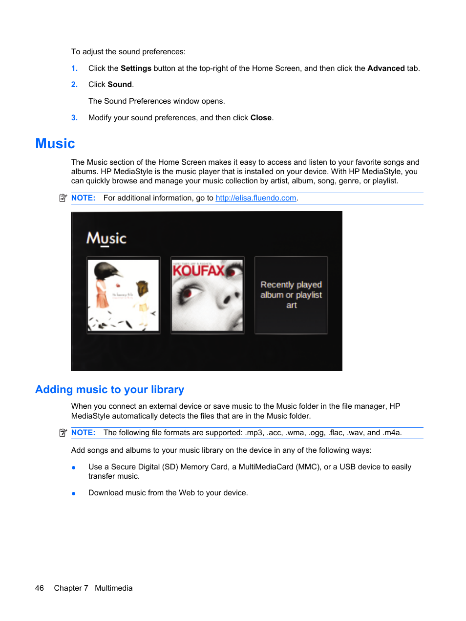 Music, Adding music to your library | HP Mini 1132TU PC User Manual | Page 56 / 99