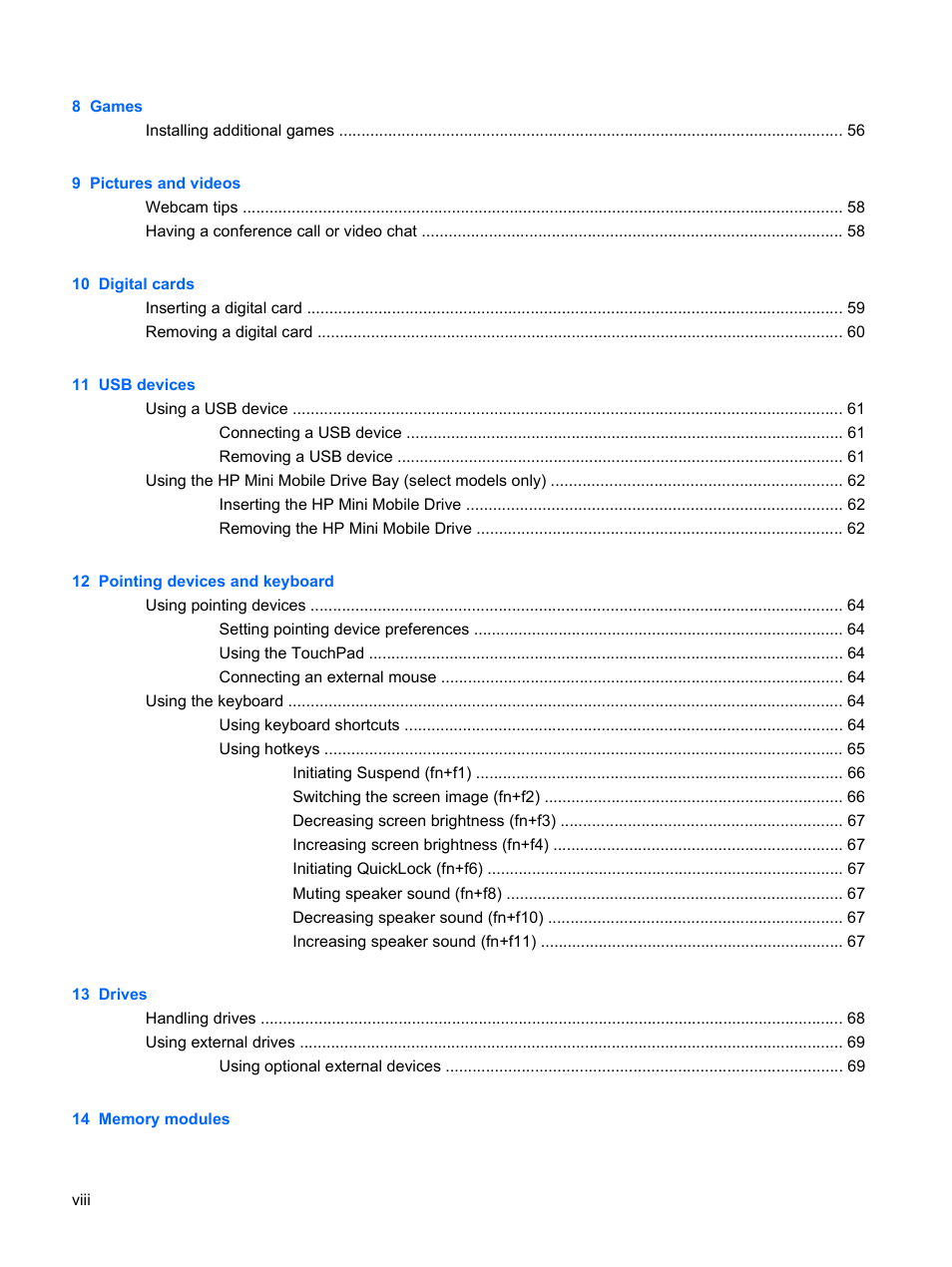 HP Mini 1132TU PC User Manual | Page 8 / 99