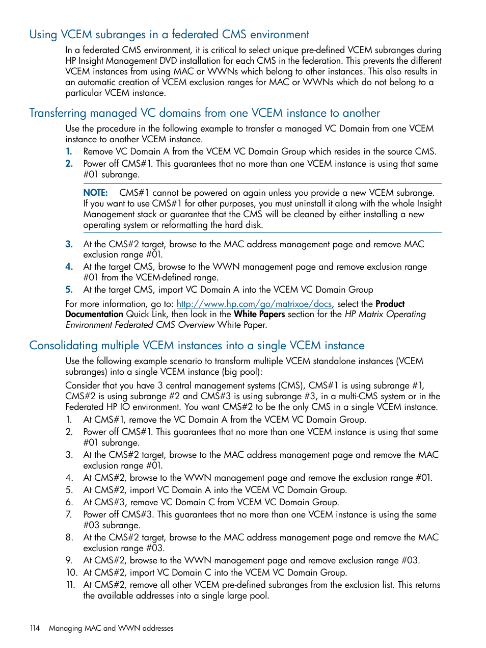 HP Virtual Connect Enterprise Manager Software User Manual | Page 114 / 159