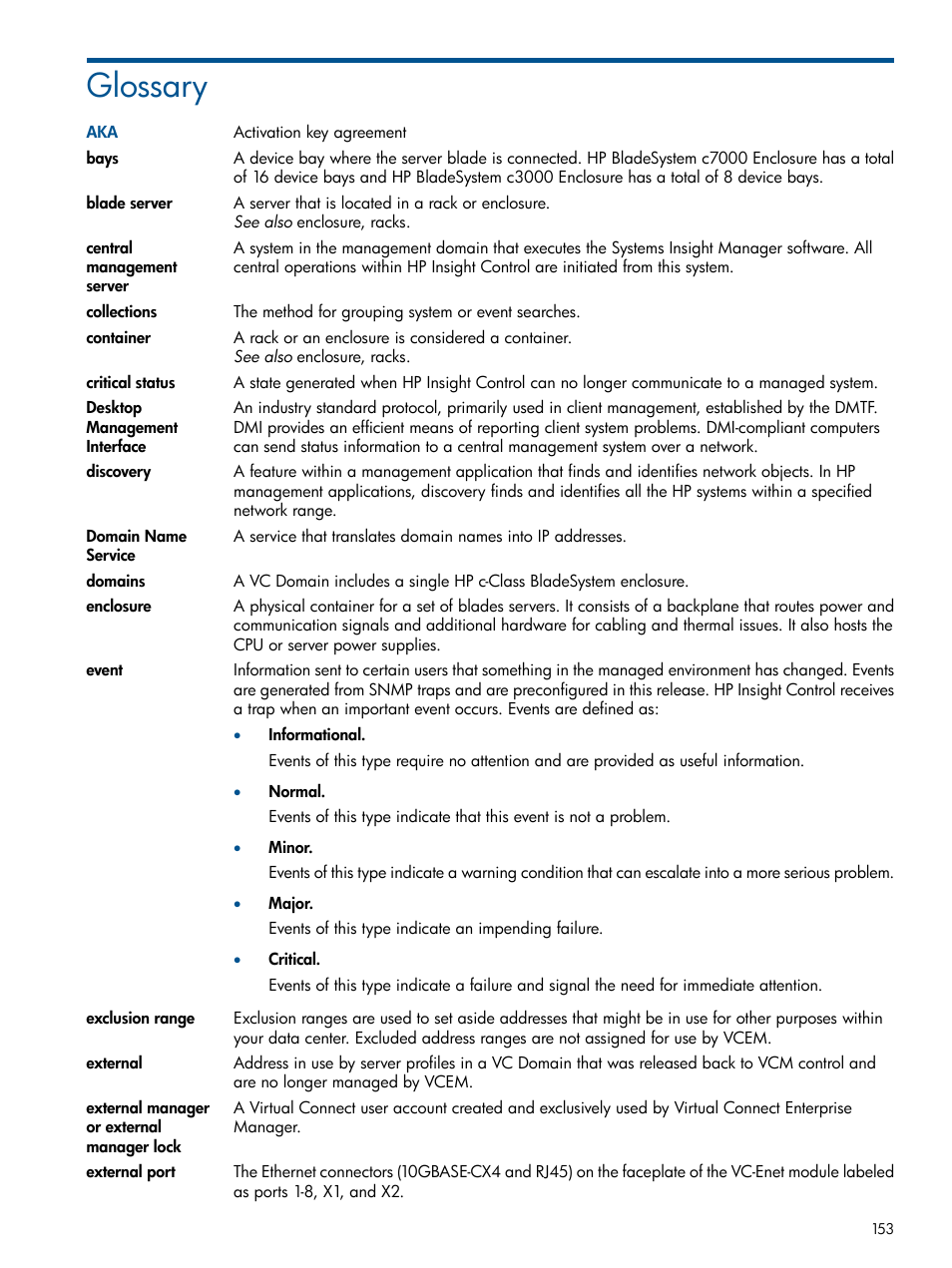 Glossary | HP Virtual Connect Enterprise Manager Software User Manual | Page 153 / 159