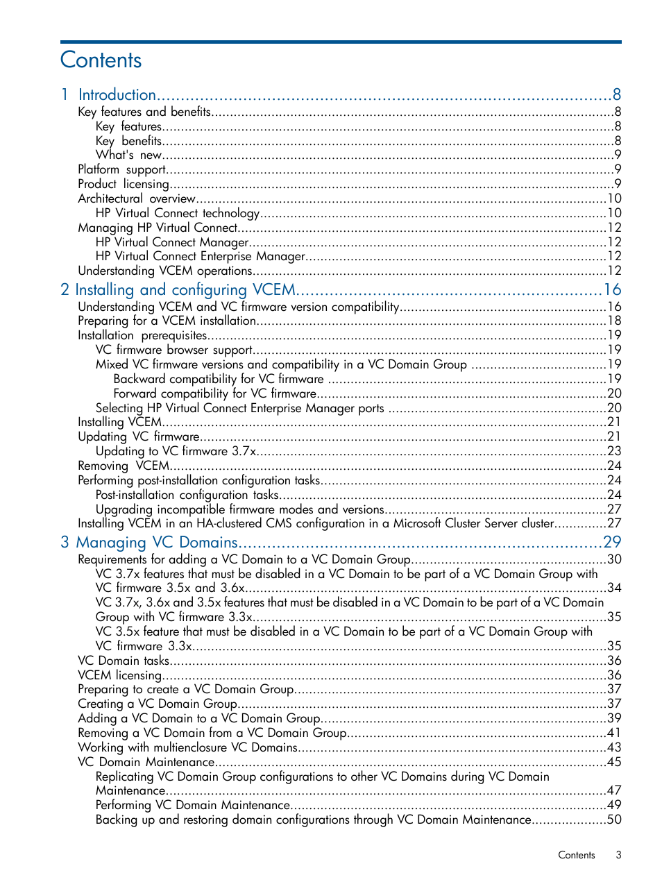 HP Virtual Connect Enterprise Manager Software User Manual | Page 3 / 159