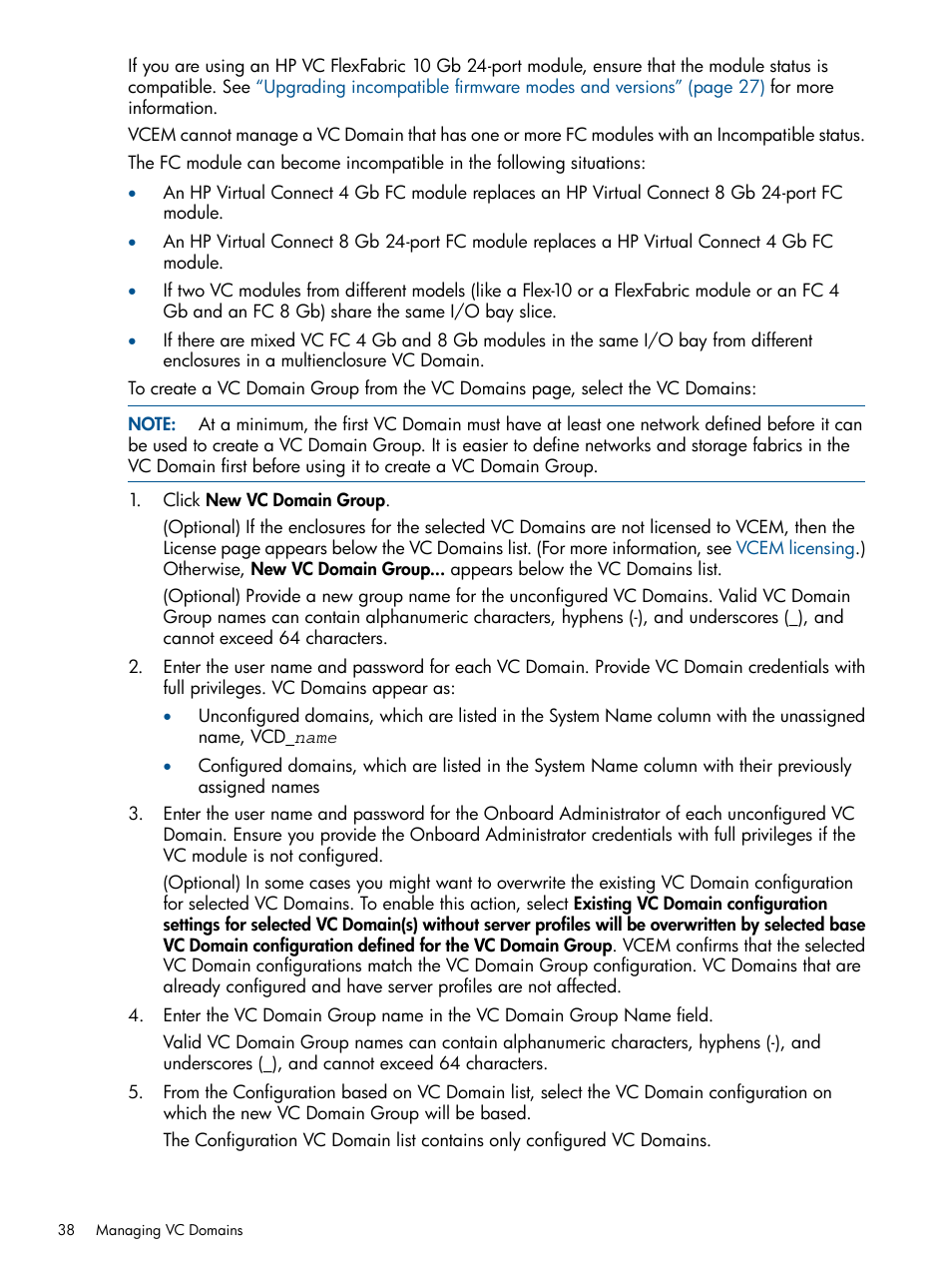 HP Virtual Connect Enterprise Manager Software User Manual | Page 38 / 159