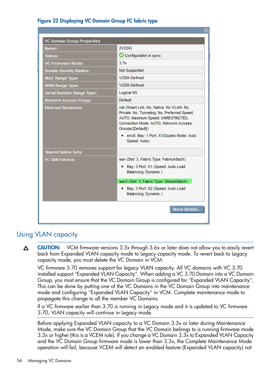 Using vlan capacity | HP Virtual Connect Enterprise Manager Software User Manual | Page 56 / 159