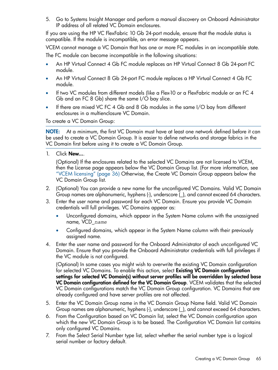 HP Virtual Connect Enterprise Manager Software User Manual | Page 65 / 159