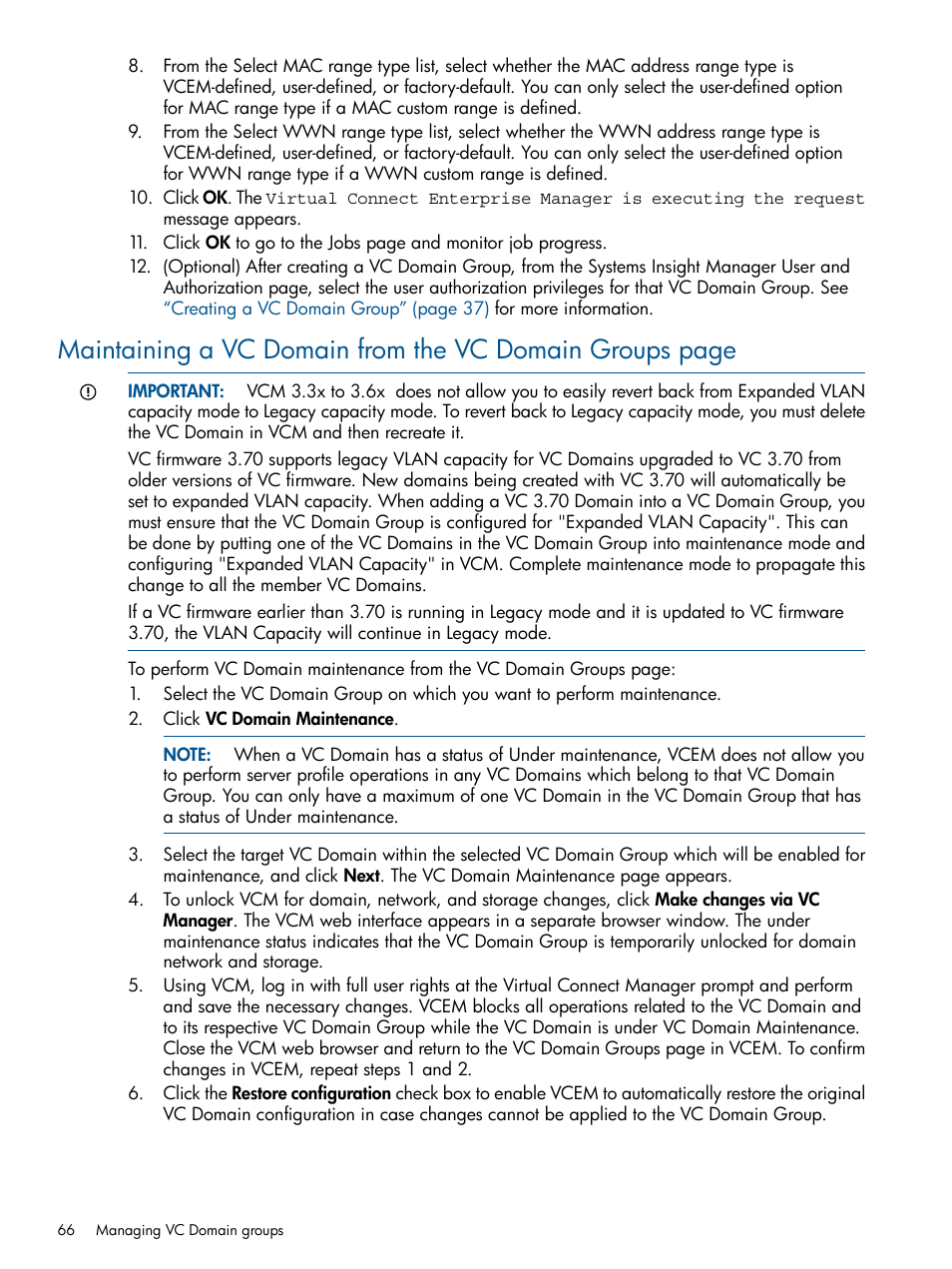 HP Virtual Connect Enterprise Manager Software User Manual | Page 66 / 159