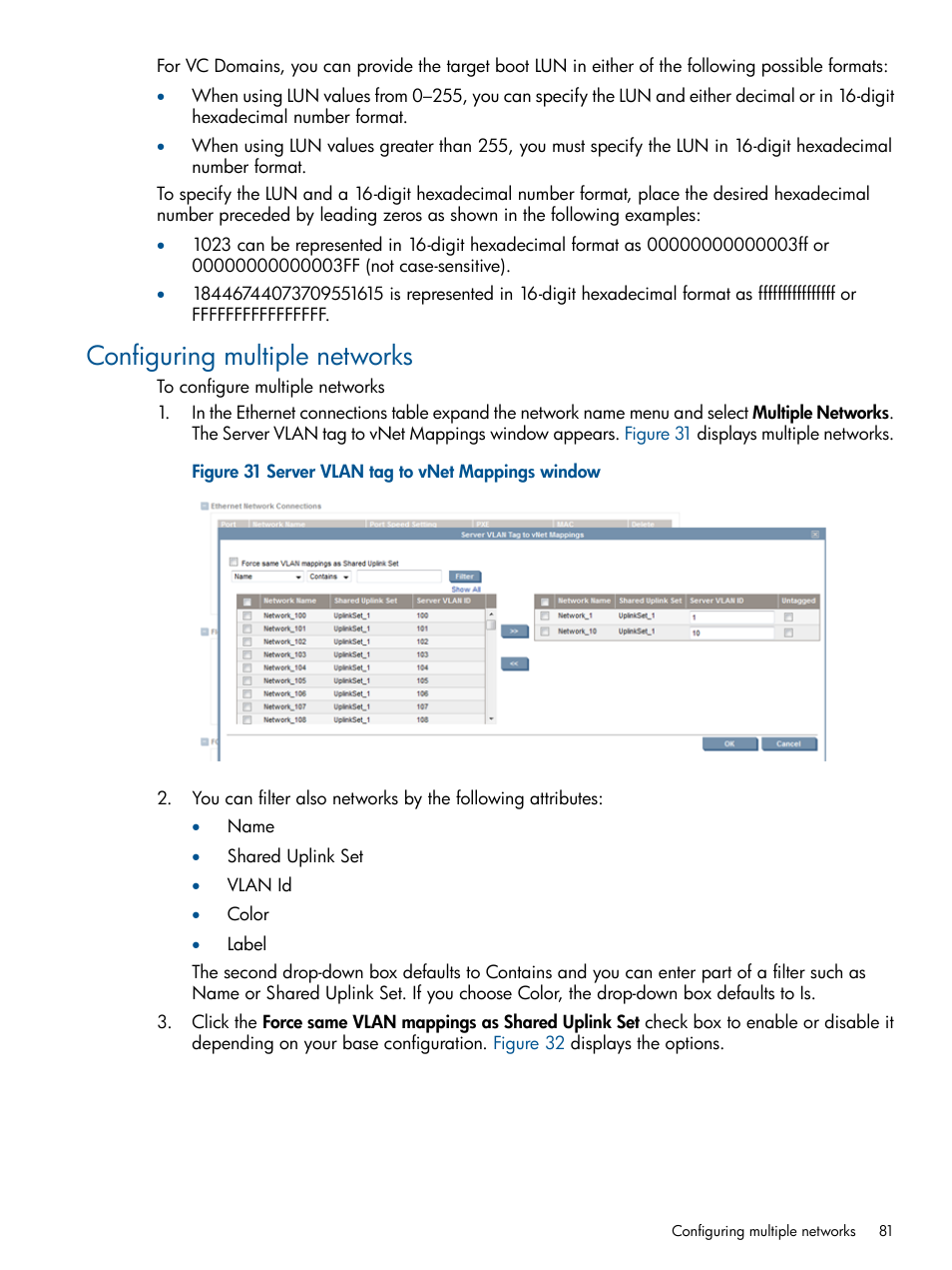 Configuring multiple networks | HP Virtual Connect Enterprise Manager Software User Manual | Page 81 / 159