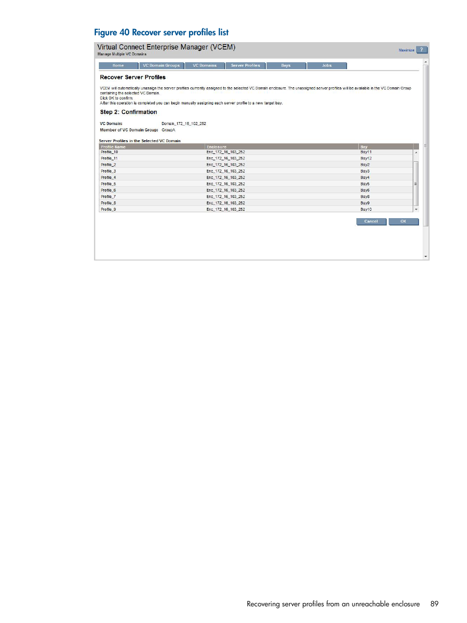 HP Virtual Connect Enterprise Manager Software User Manual | Page 89 / 159