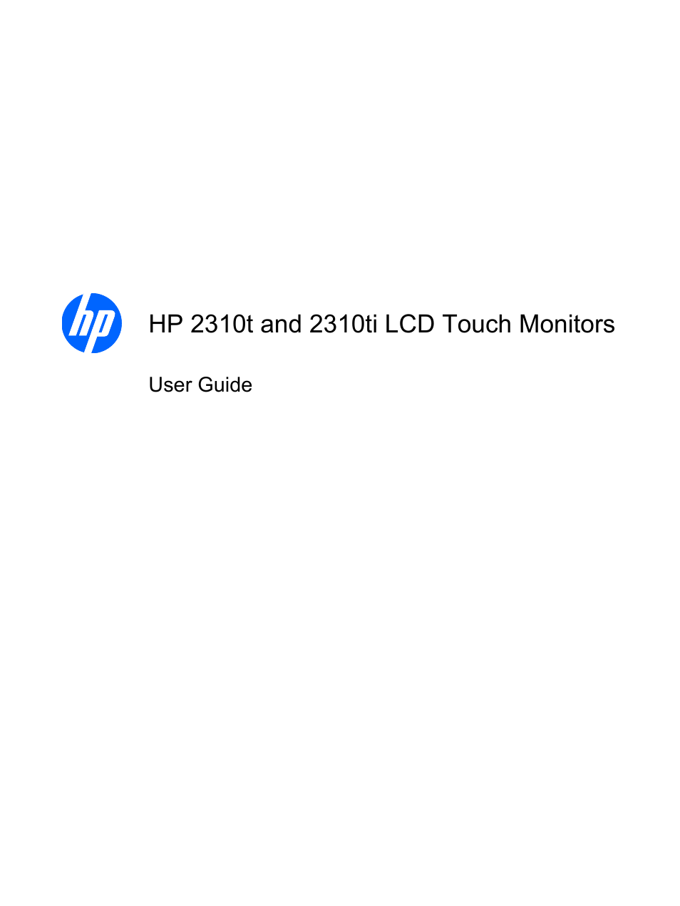 HP 2310t 23-inch Diagonal LCD Monitor User Manual | 50 pages
