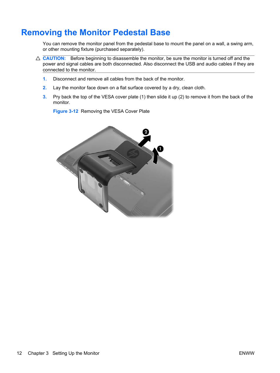 Removing the monitor pedestal base | HP 2310t 23-inch Diagonal LCD Monitor User Manual | Page 20 / 50