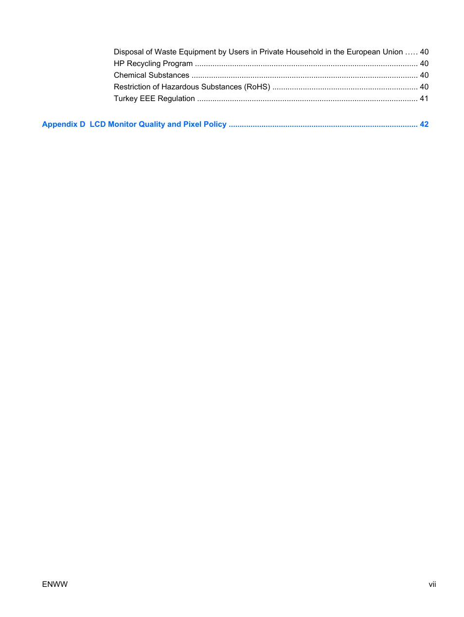 HP 2310t 23-inch Diagonal LCD Monitor User Manual | Page 7 / 50