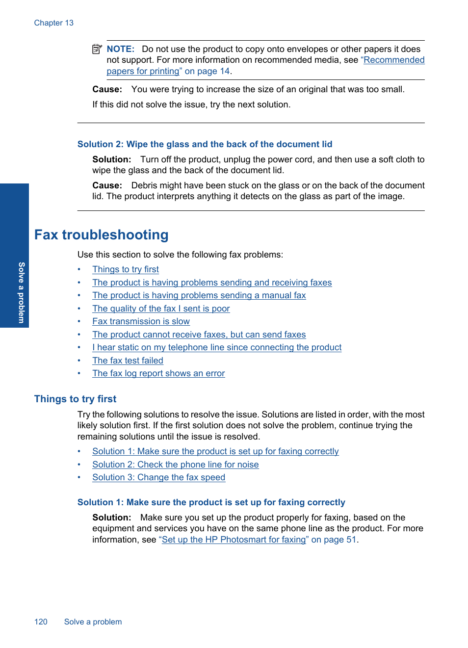 Fax troubleshooting, Things to try first | HP Photosmart Premium TouchSmart Web C309 User Manual | Page 123 / 209