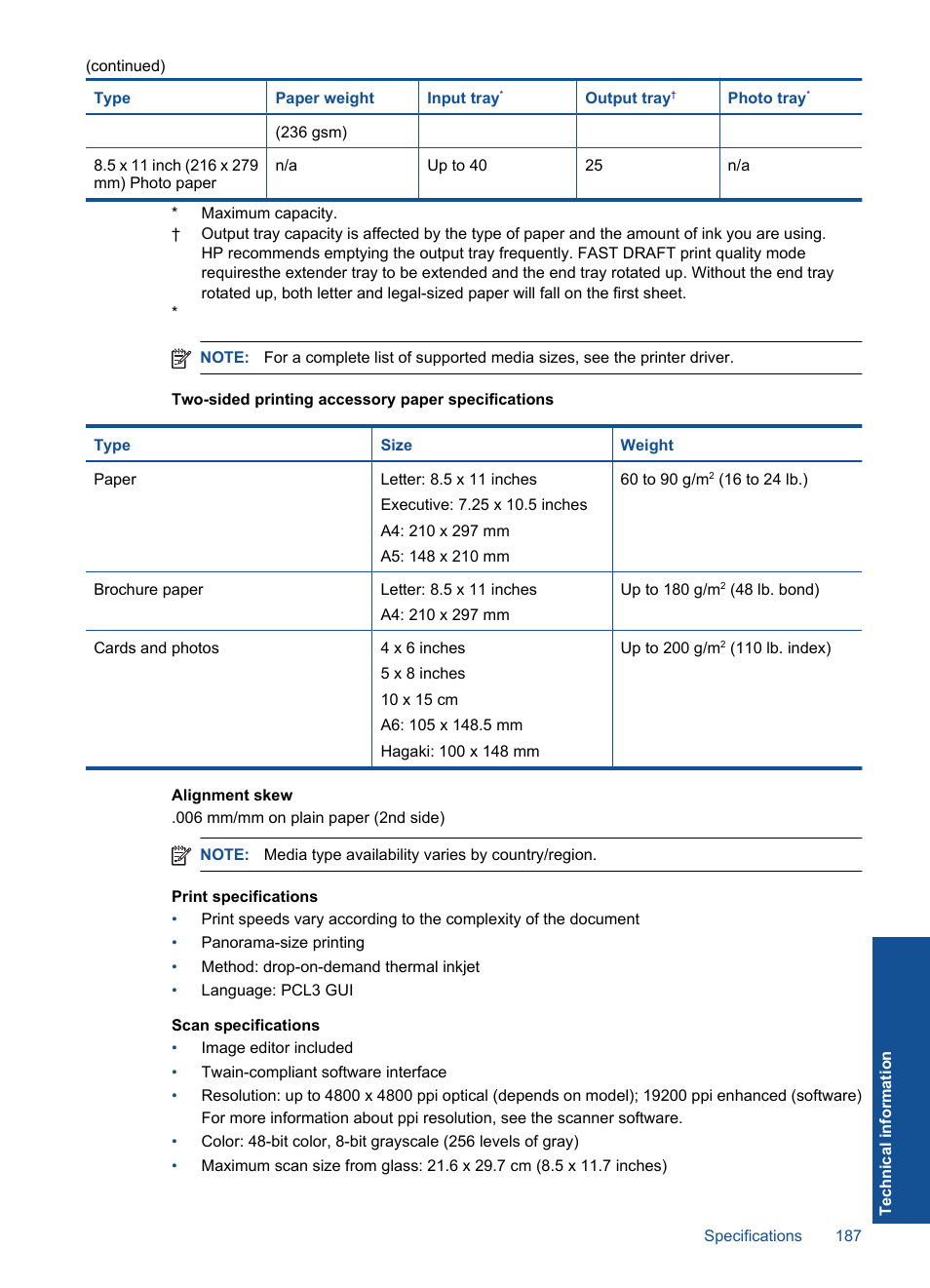 Tray | HP Photosmart Premium TouchSmart Web C309 User Manual | Page 190 / 209