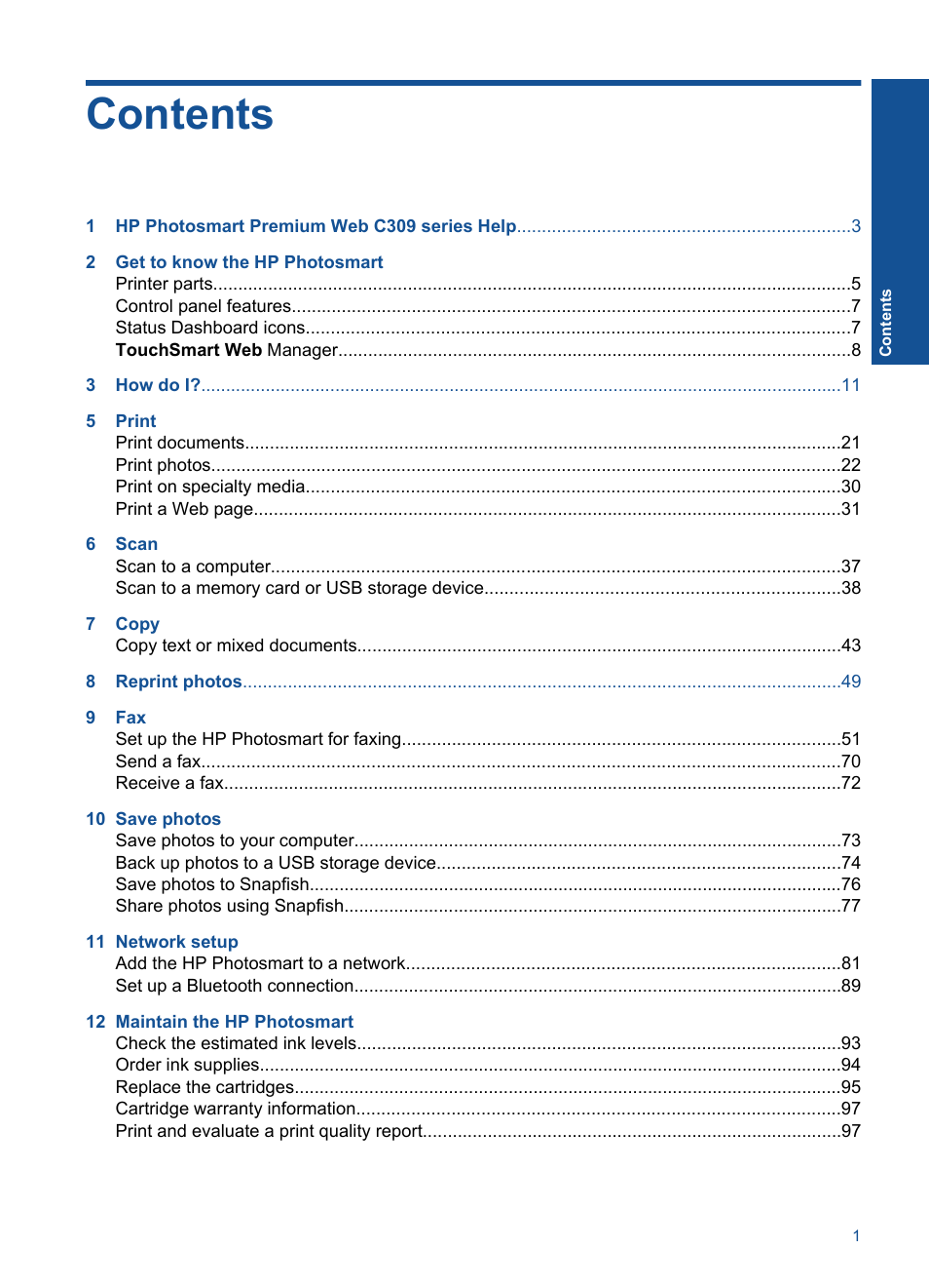 HP Photosmart Premium TouchSmart Web C309 User Manual | Page 4 / 209