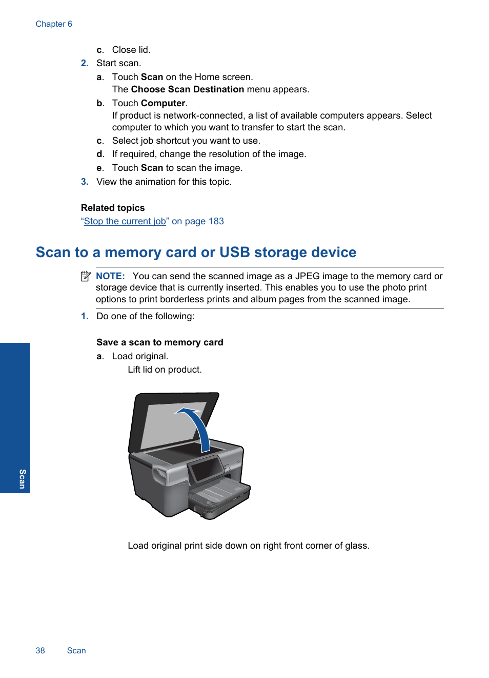 Scan to a memory card or usb storage device | HP Photosmart Premium TouchSmart Web C309 User Manual | Page 41 / 209