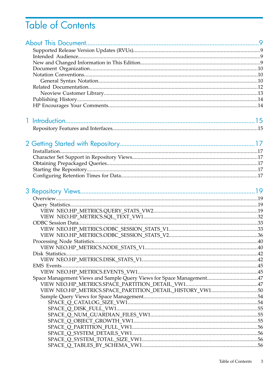 HP Neoview Release 2.5 Software User Manual | Page 3 / 142