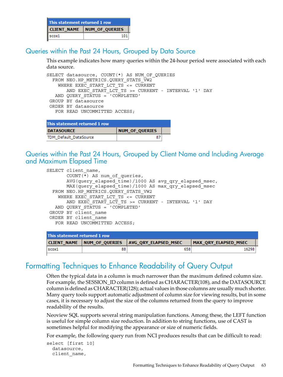 HP Neoview Release 2.5 Software User Manual | Page 63 / 142