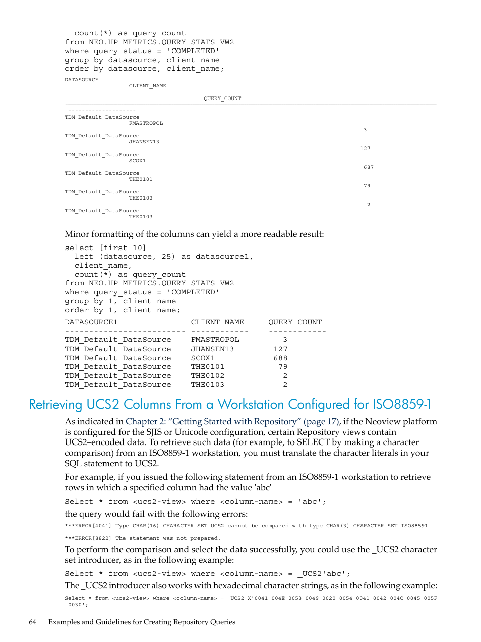 HP Neoview Release 2.5 Software User Manual | Page 64 / 142