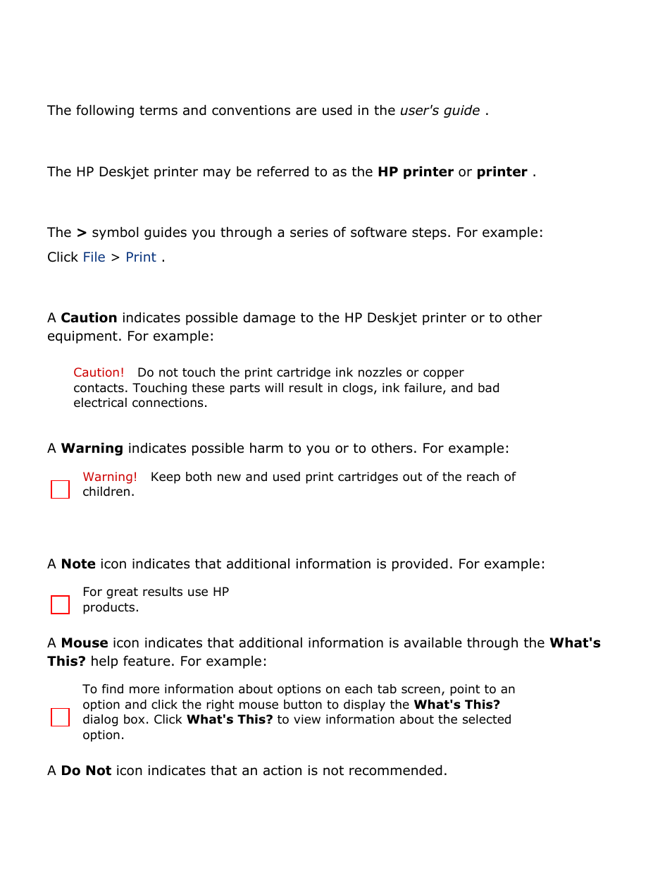 Terms and conventions | HP Deskjet 3520 Inkjet Printer User Manual | Page 4 / 65