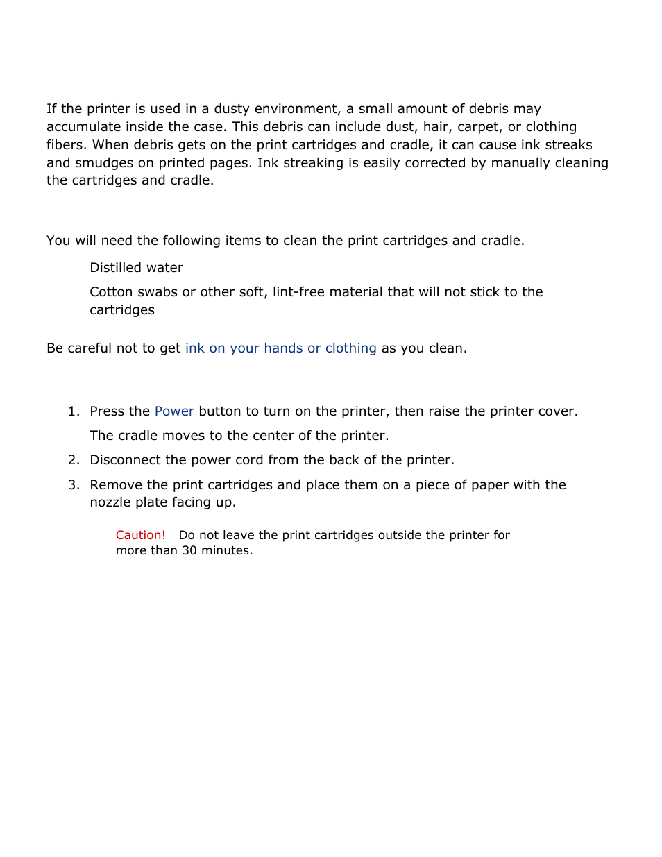 Manually cleaning print cartridges, Gathering cleaning supplies, Preparing to clean | HP Deskjet 3520 Inkjet Printer User Manual | Page 48 / 65