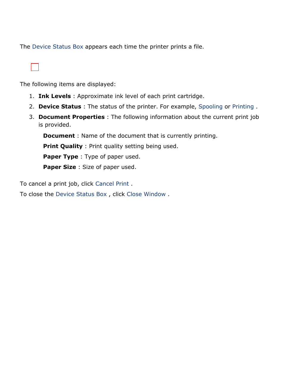 Device status box | HP Deskjet 3520 Inkjet Printer User Manual | Page 8 / 65