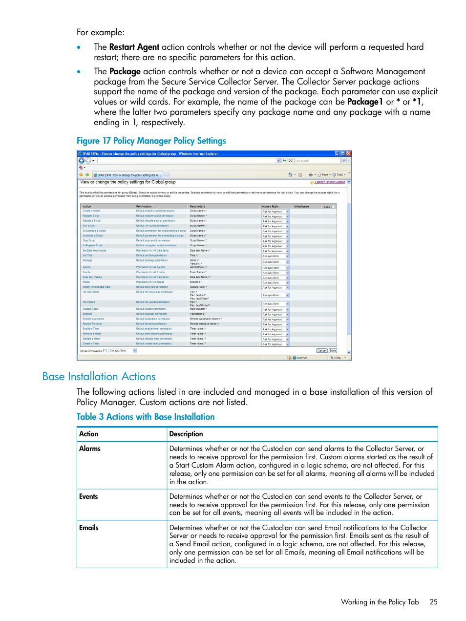 Base installation actions, Figure 17 | HP 3PAR Policy Manager Software User Manual | Page 25 / 42