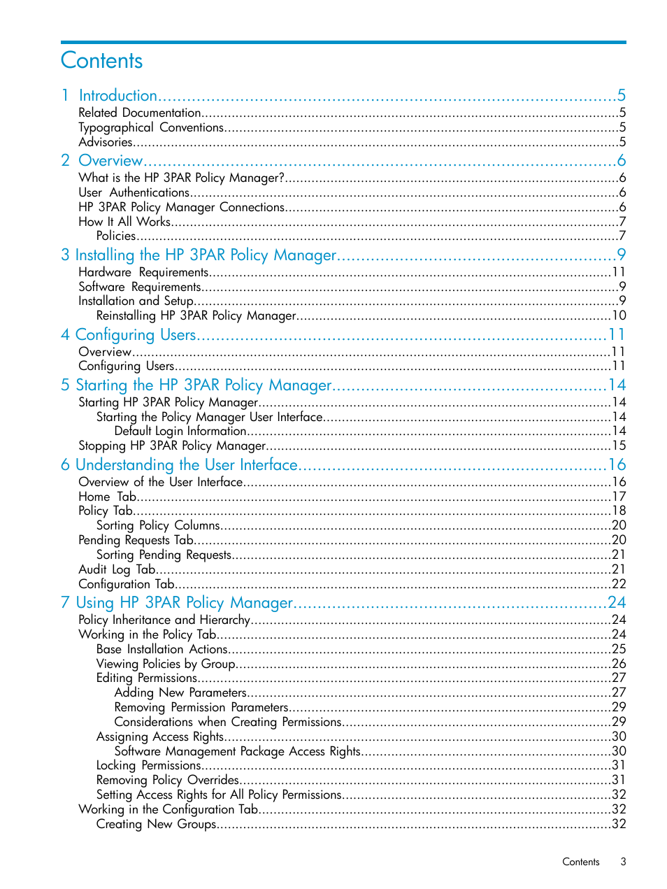 HP 3PAR Policy Manager Software User Manual | Page 3 / 42