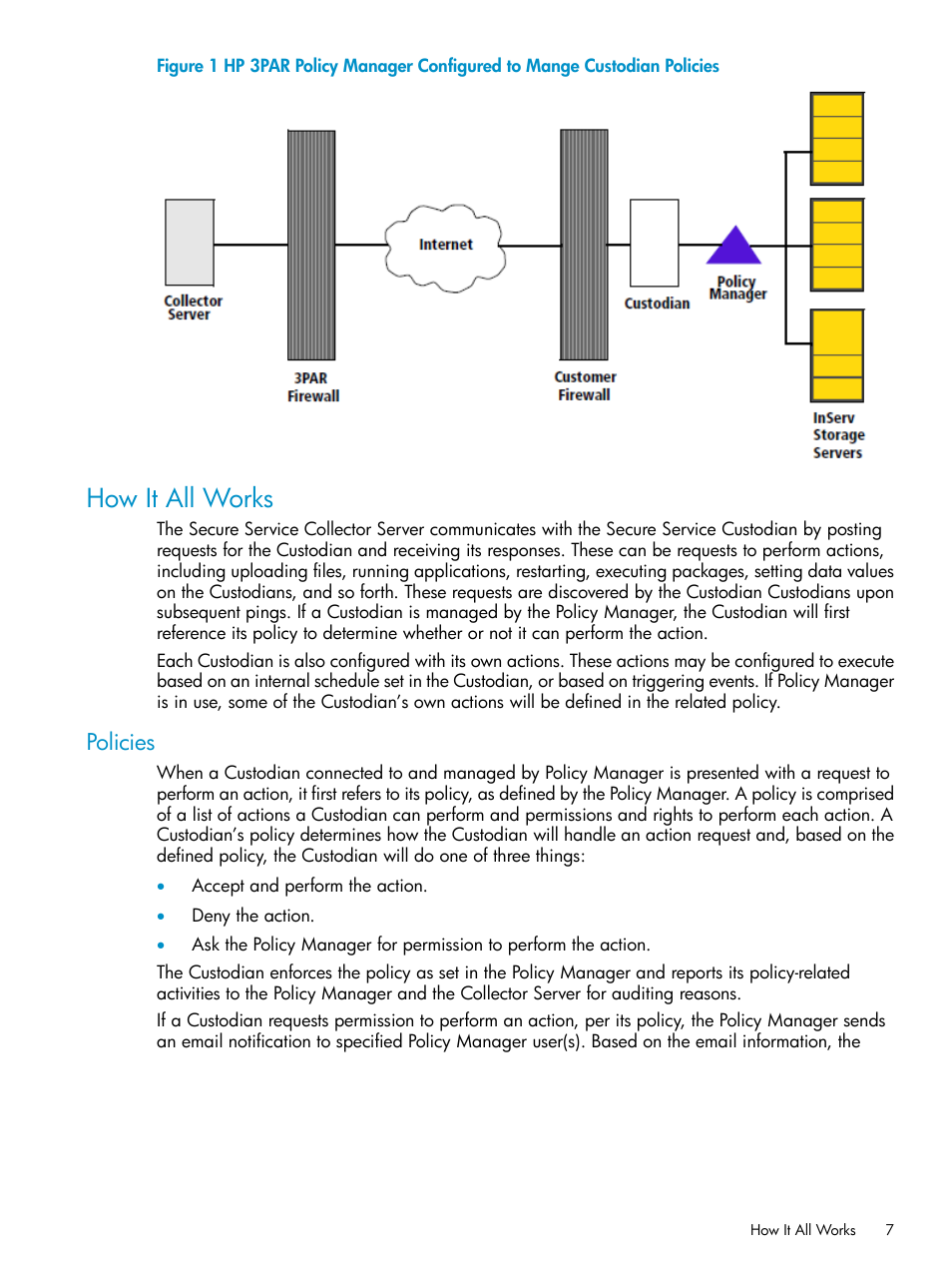 How it all works, Policies | HP 3PAR Policy Manager Software User Manual | Page 7 / 42