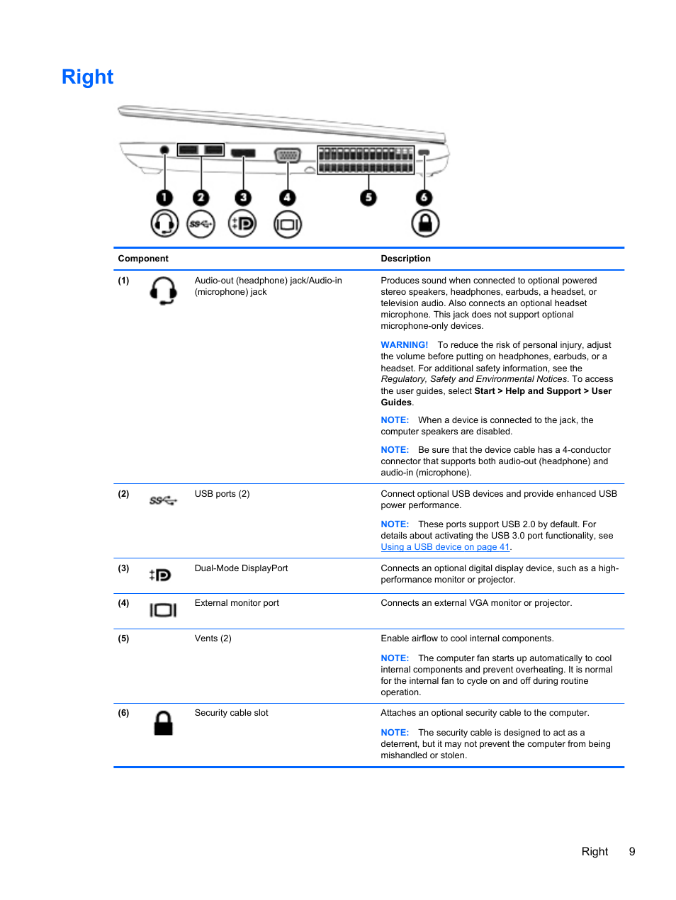 Right, Right 9 | HP mt41 Mobile Thin Client User Manual | Page 19 / 90