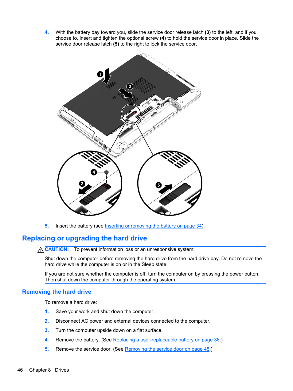 Replacing or upgrading the hard drive, Removing the hard drive | HP mt41 Mobile Thin Client User Manual | Page 56 / 90