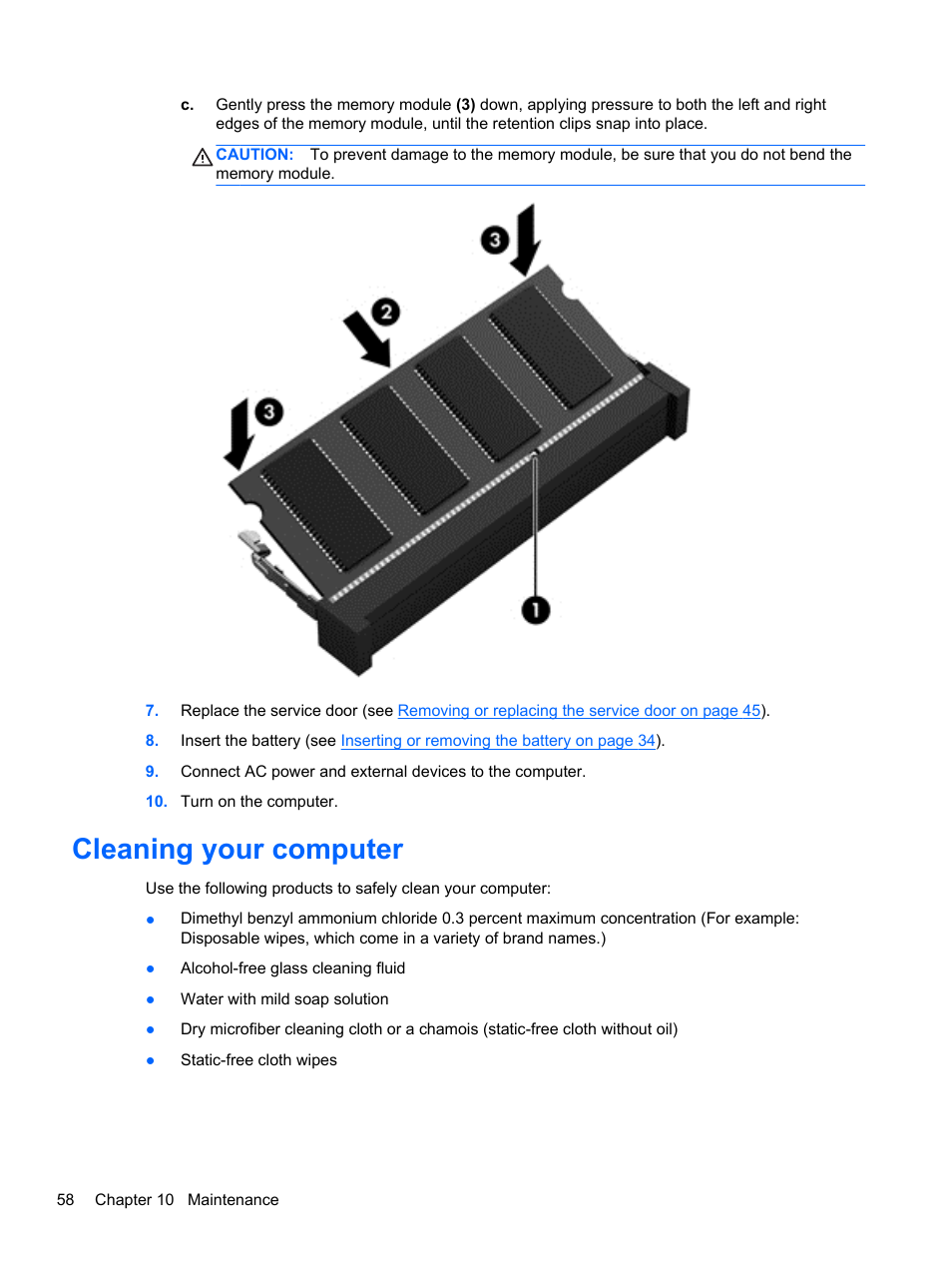 Cleaning your computer | HP mt41 Mobile Thin Client User Manual | Page 68 / 90