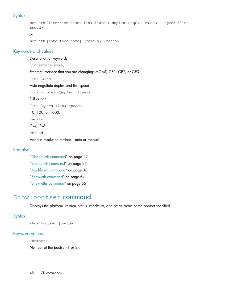 Show bootset command | HP SAN Virtualization Services Platform User Manual | Page 48 / 94