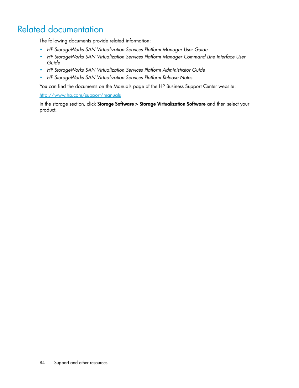 Related documentation | HP SAN Virtualization Services Platform User Manual | Page 84 / 94