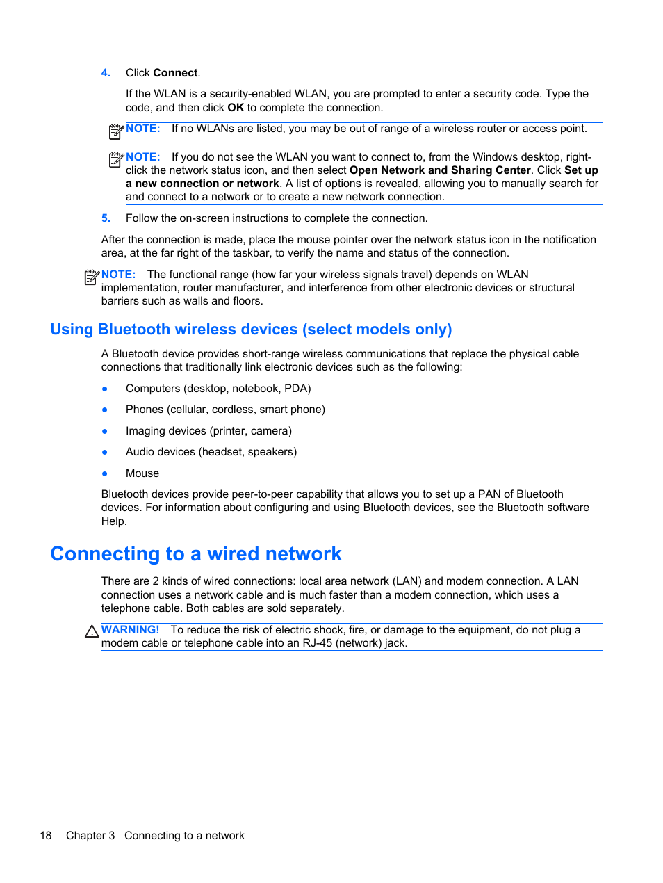 Connecting to a wired network | HP Pavilion 17-e031nr Notebook PC User Manual | Page 28 / 89