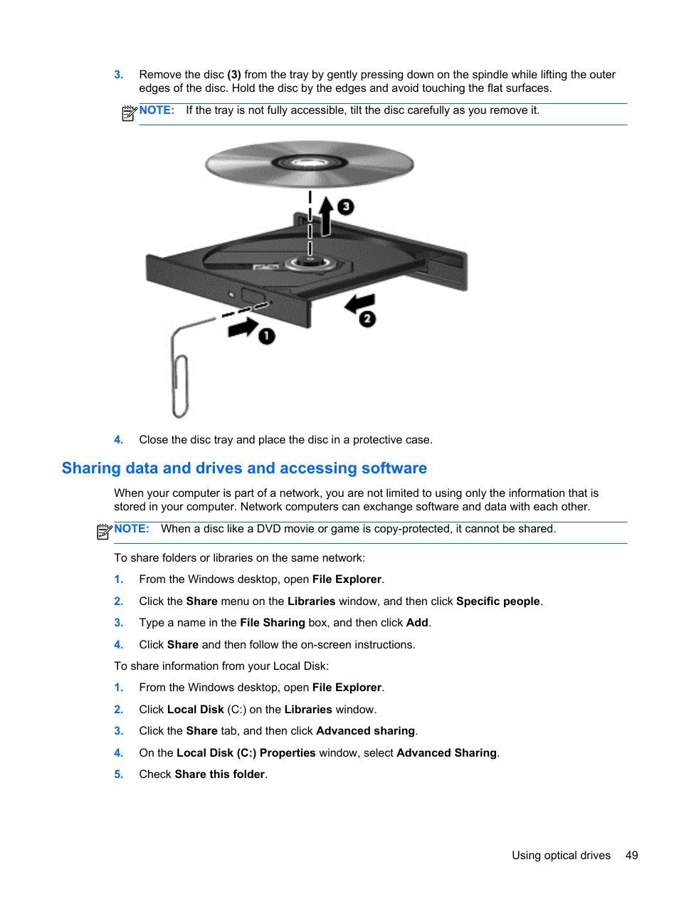 Sharing data and drives and accessing software | HP Pavilion 17-e031nr Notebook PC User Manual | Page 59 / 89