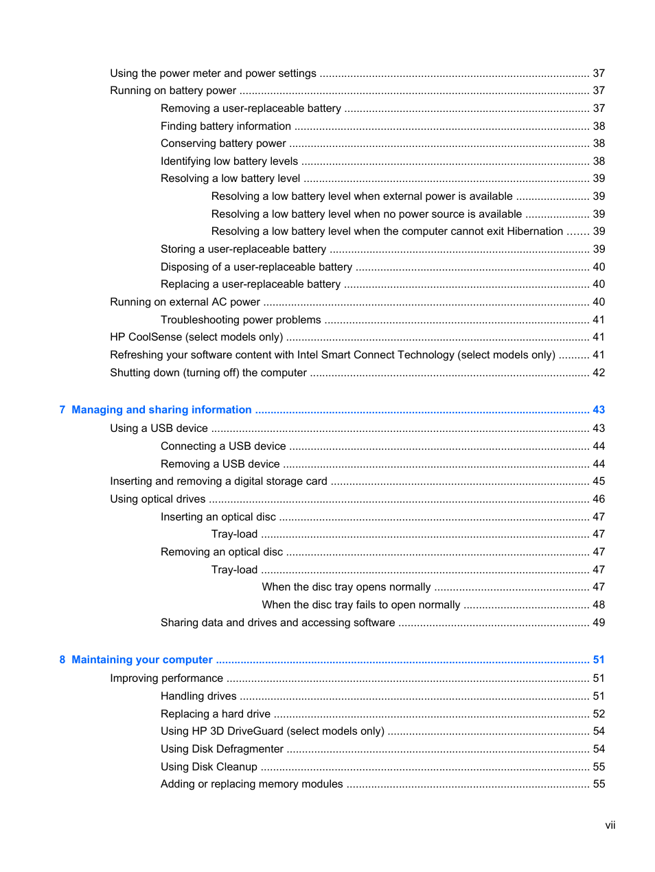 HP Pavilion 17-e031nr Notebook PC User Manual | Page 7 / 89
